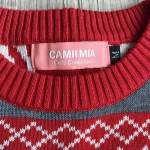Camii Mia Big Girls' Reindeer Pullover Crewneck‎ Ugly Christmas Sweater Medium